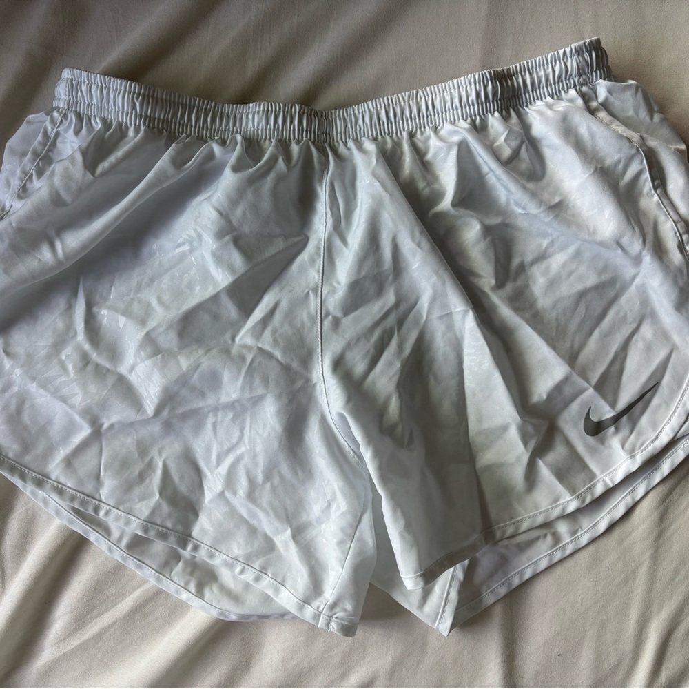 Nike White Women's Athletic Running Shorts with Reflective Swoosh